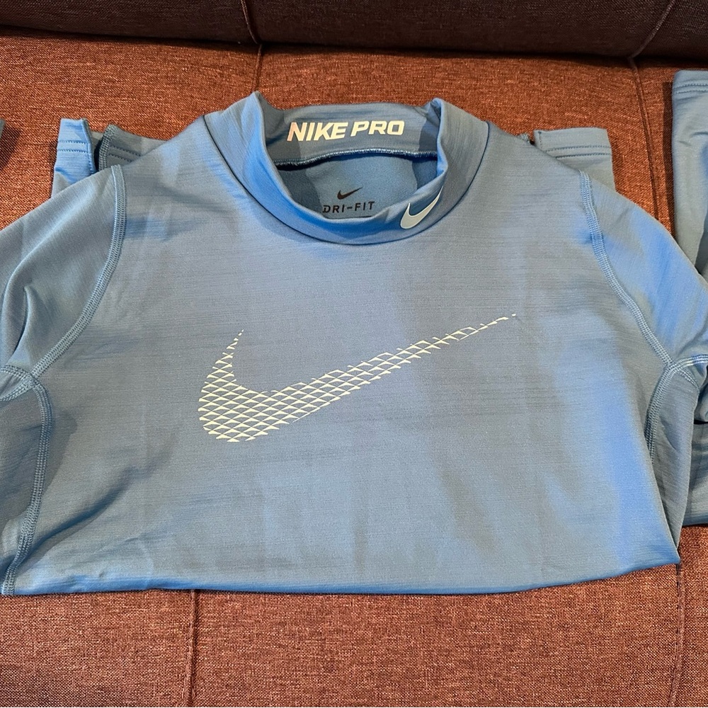 Nike Pro Blue Youth Dri Fit XL Long Sleeve Shirt - Picture 1 of 5